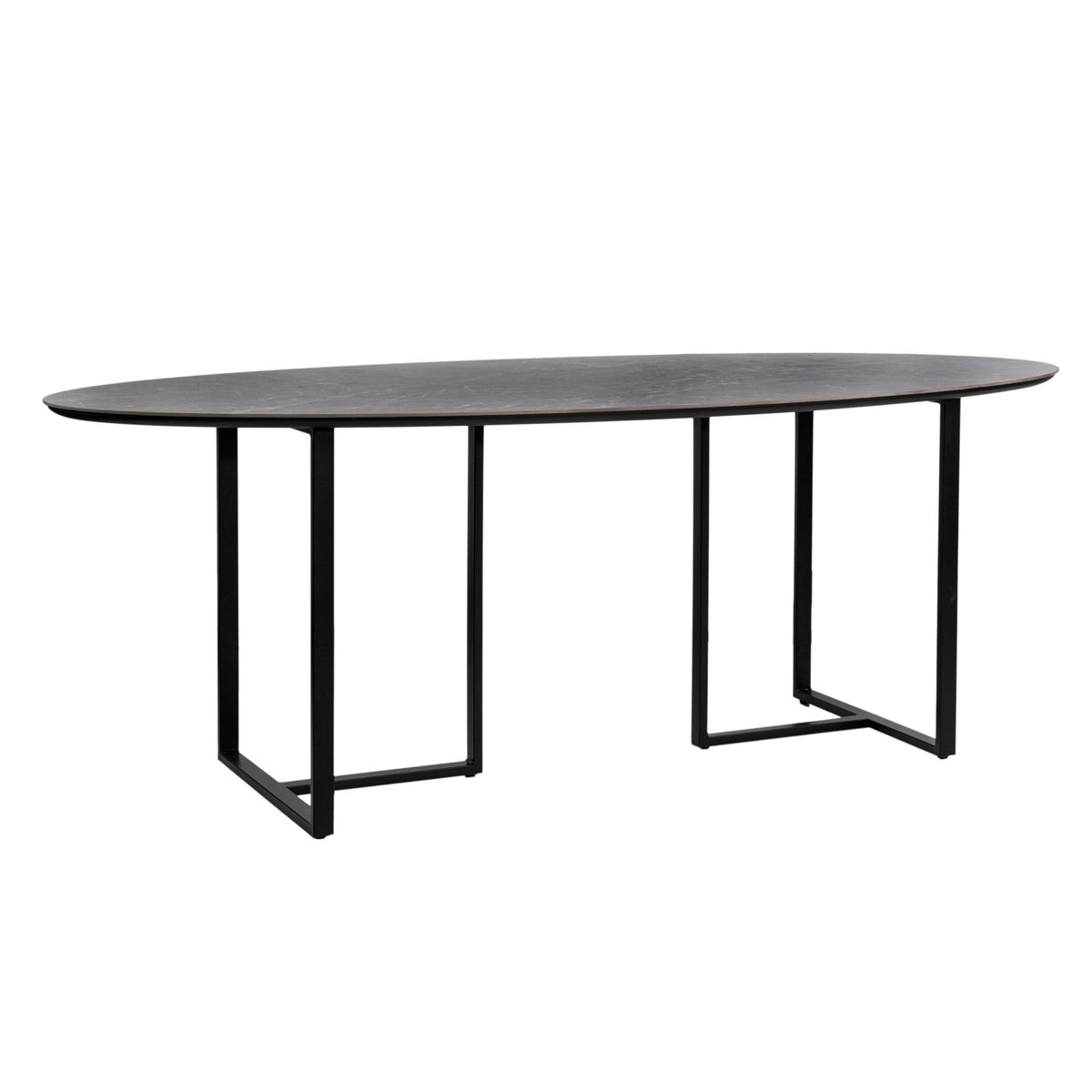 Alejo - Dining Table - Smoked Gray Emperador Gloss With Black