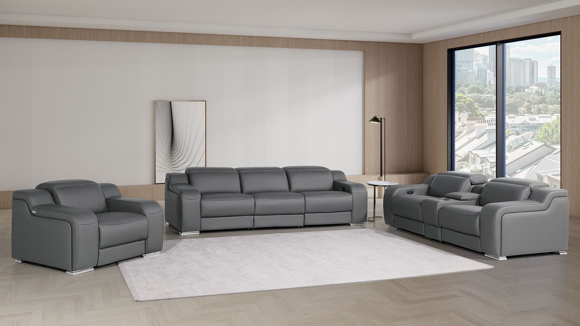 1116 - 7-Piece Modular Power Reclining Sofa, Loveseat & Chair Set In With 6 Power Recliners & Power Headrests