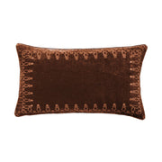 Stella - Faux Silk Velvet Embroidered Lumbar Pillow - Copper Brown