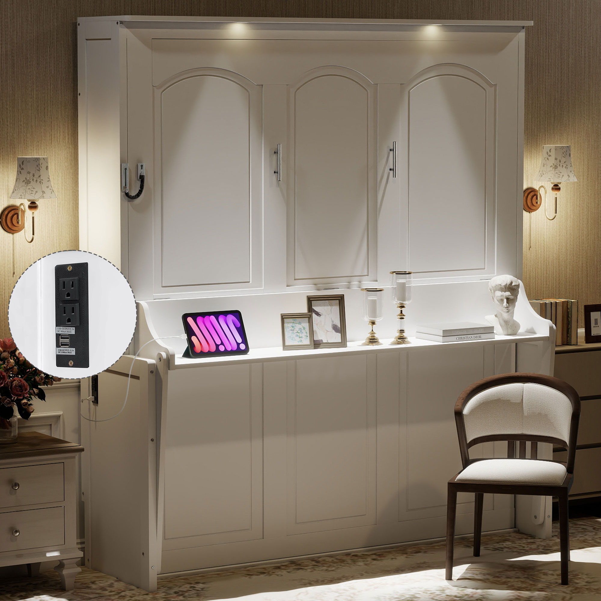 Murphy Bed With Desk and LED Lights - Thumbnail 3