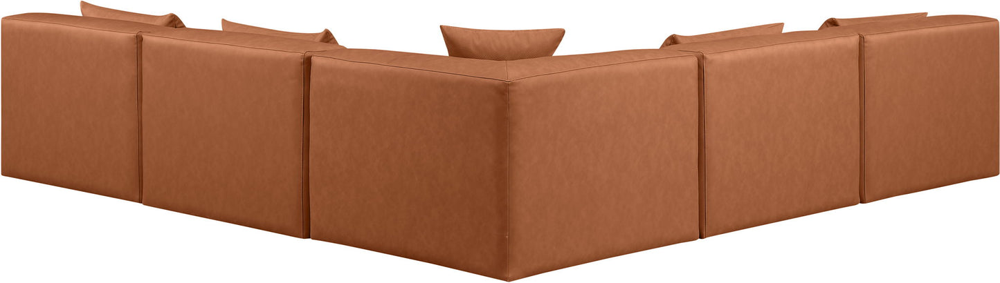 Cube - 5 Piece Modular Corner Armless Sectional - Cognac