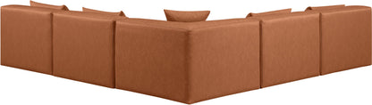 Cube - 5 Piece Modular Corner Armless Sectional - Cognac