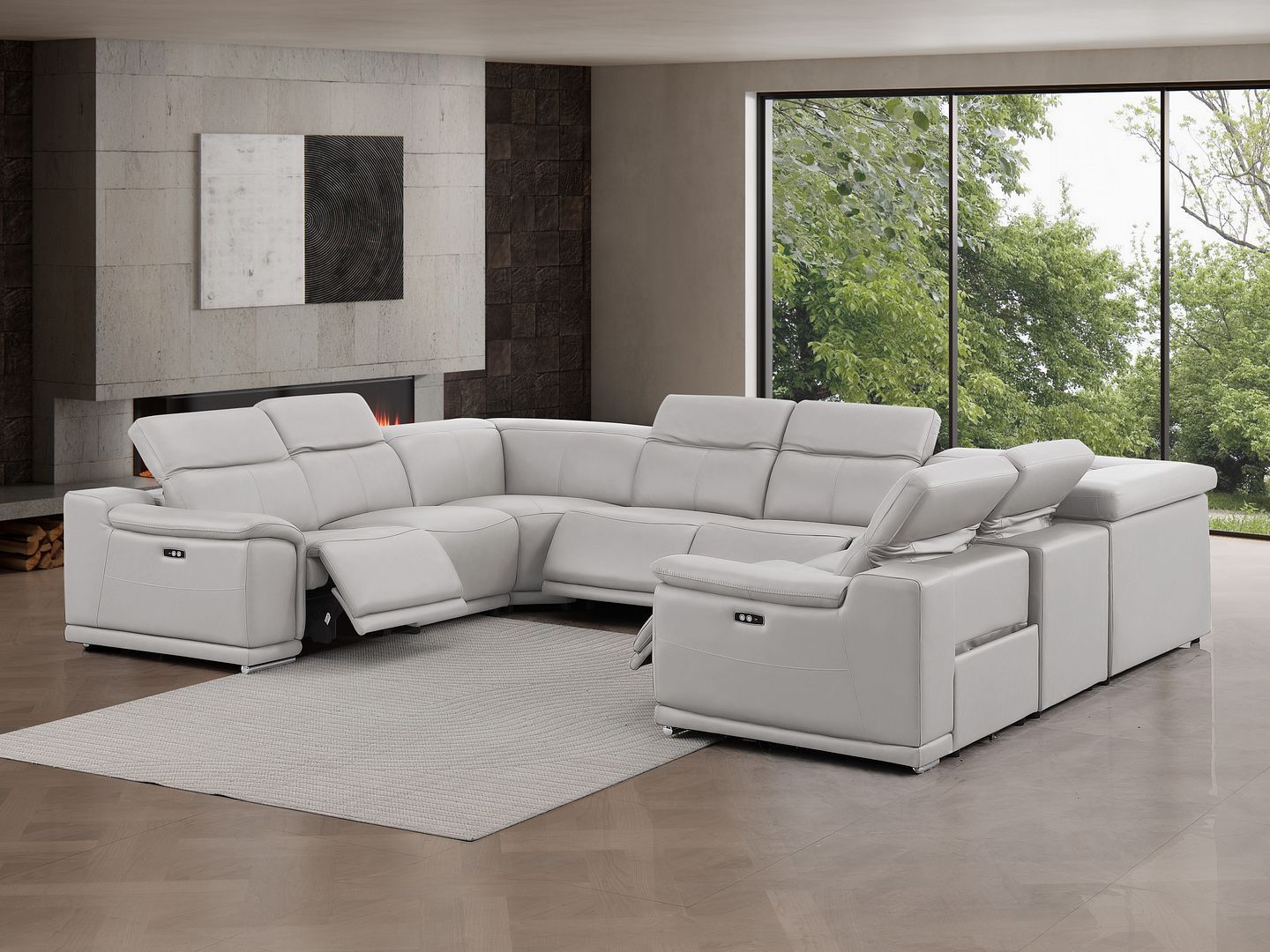 2679 - 8-Piece U-Shaped Power Reclining Sectional In Genuine Leather (4 Recliners)