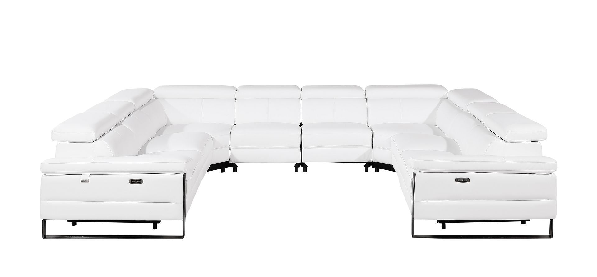 1246 - 8-Piece U-Shaped Modular Power Reclining Sectional With 4 Power Recliners And Power Headrests