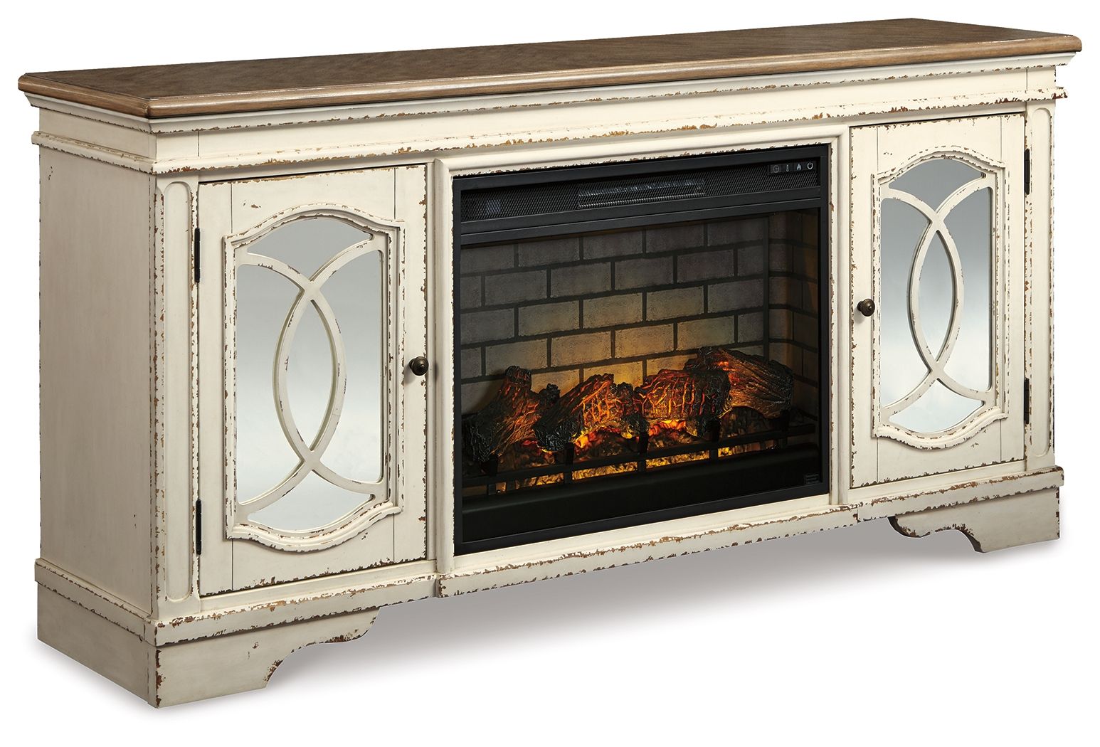Roddinton 2 Pc. 74" TV Stand with Electric Infrared Fireplace Insert - Thumbnail 2