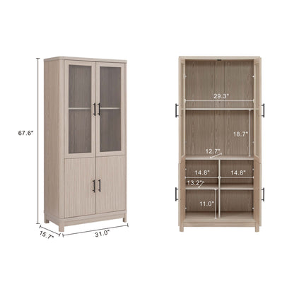 Jodie - Bookcase Cabinet With 6 Adjustable Shelves - Oak