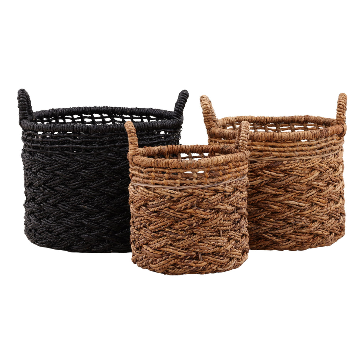 Fitzroy - Basket (Set of 3) - Black And Natural