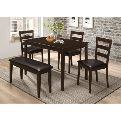 Arvin - 5 Piece Dining Set With Rectangular Table And Bench With Seats - Cappuccino