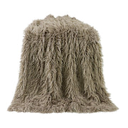 Mongolian Fur - Faux Fur Throw Blanket - Taupe