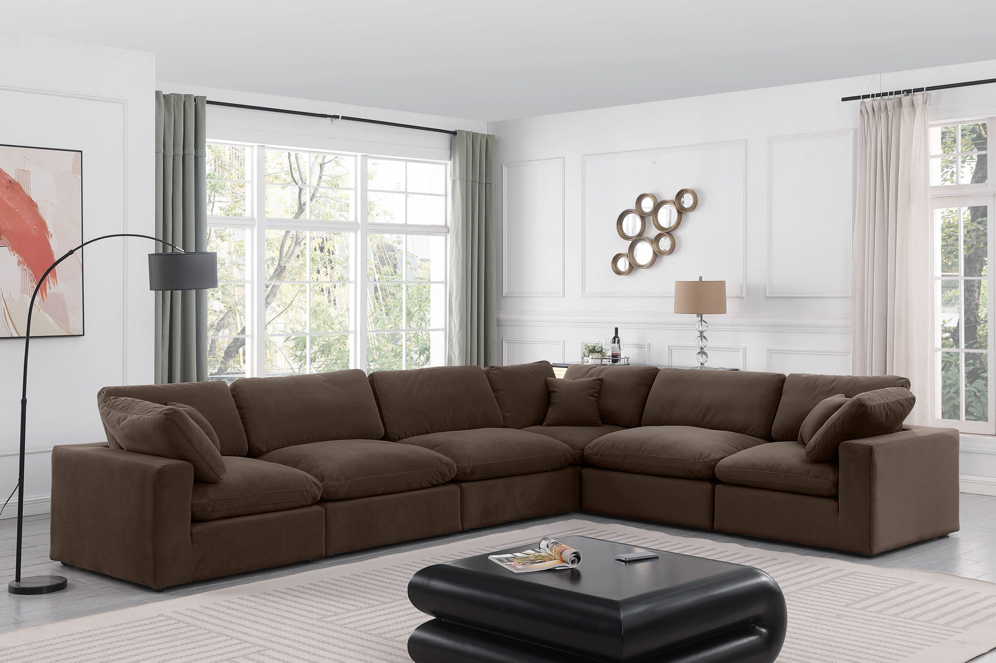 Comfy - 6 Piece Velvet Modular Corner Sectional