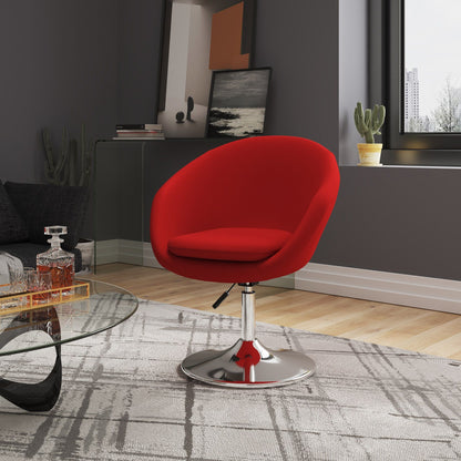 Upholstered Swivel Lounge Chair With Adjustable Height - Red