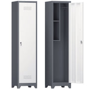 Broom Storage Cabinet Narrow Slim With Hooks And Shelves, Heavy-Duty