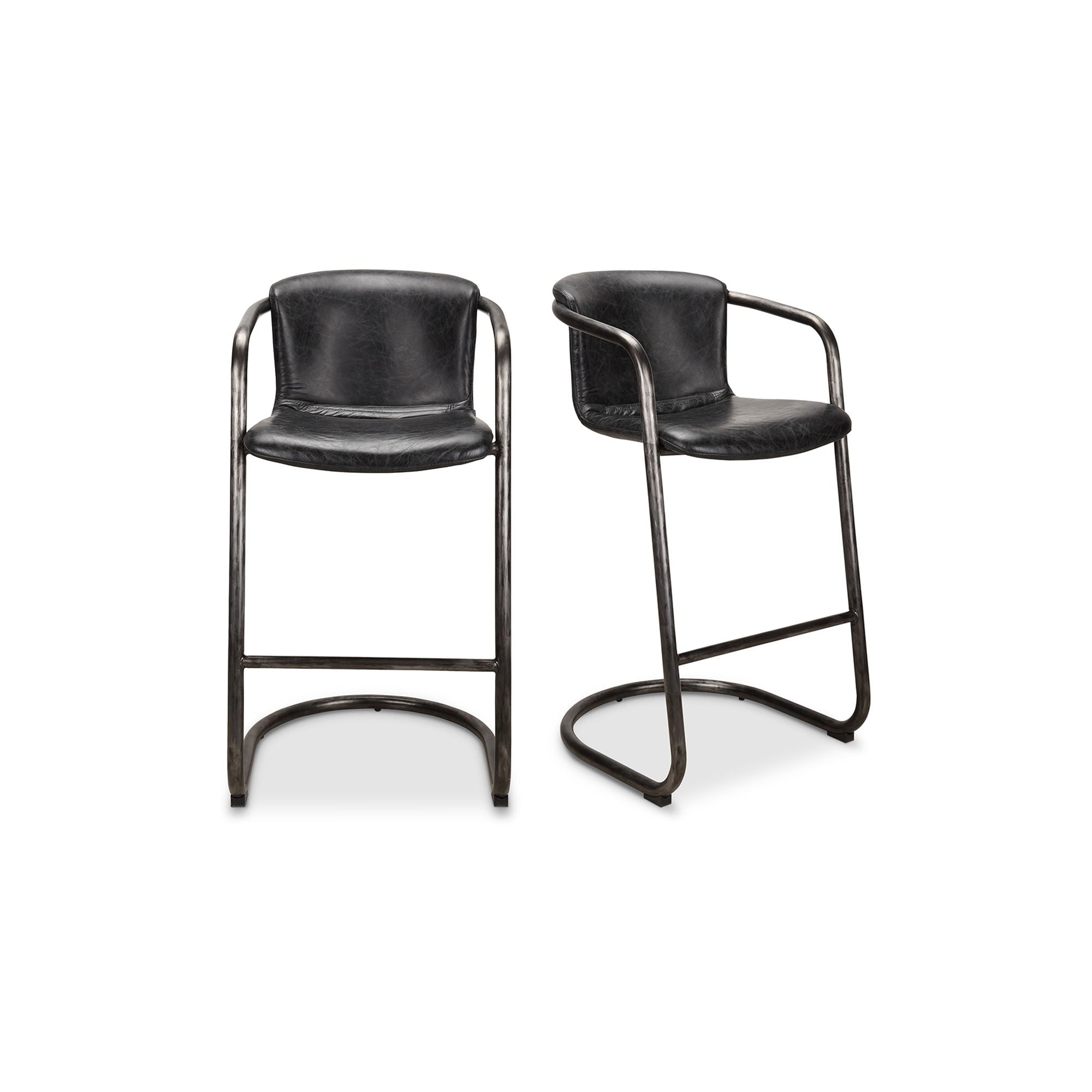 Freeman Leather Barstool (Set of 2) - Thumbnail 4