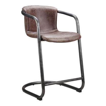 Freeman - Leather Counter Stool (Set of 2) - Grazed Brown