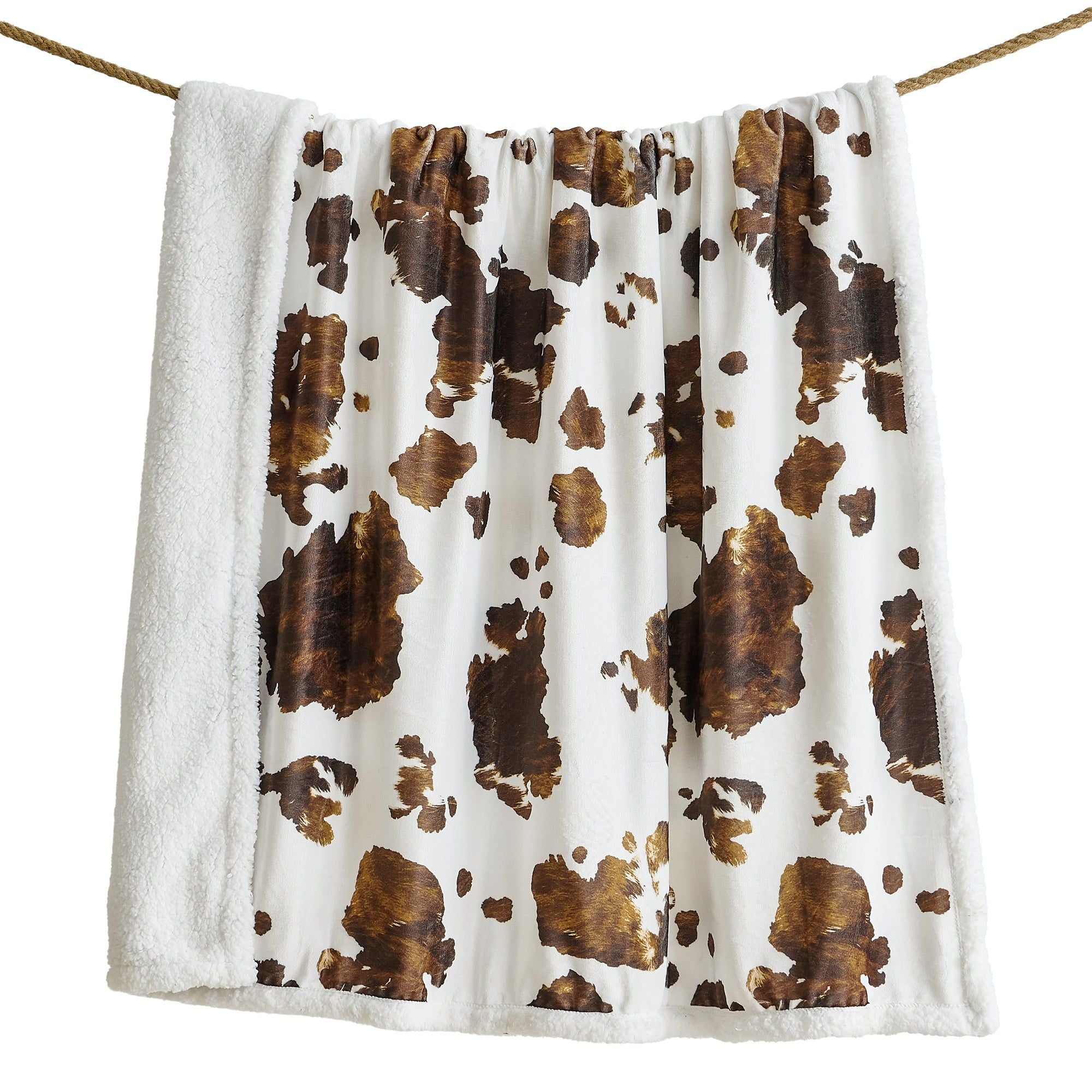 Campfire - Elsa Cowhide Campfire Sherpa Throw - Chocolate