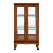 Curio Cabinet Lighted Curio Diapaly Cabinet With Adjustable Shelves And Mirrored Back Panel, Tempered Glass Doors (3 Tier), (E26 Light Bulb Not Included)