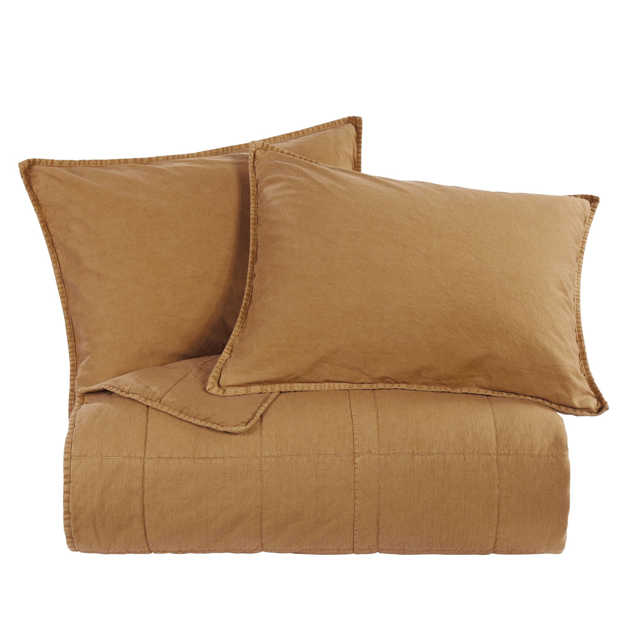 Cotton Canvas - Twin Stonewashed Coverlet Set (Set of 2) - Terracotta