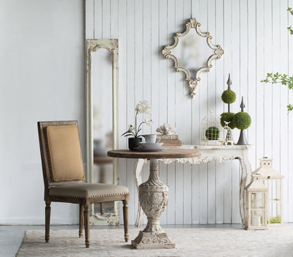 Artistic Diamond Scrollwork Mirror, Home Accent Mirror For Living Room, Entryway, Bedroom, Office - Antique White