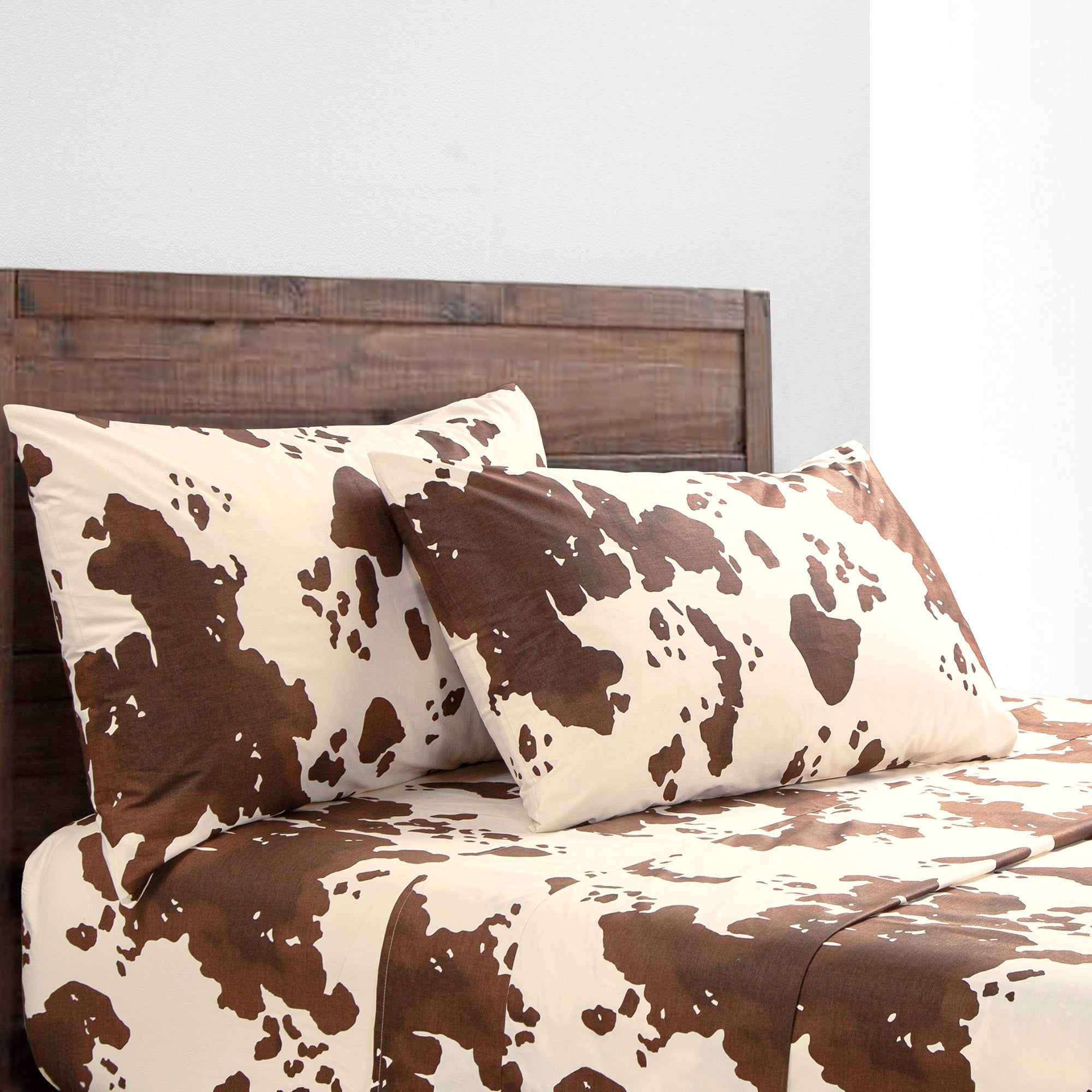 Elsa Cowhide - King 200TC Cotton Cowhide Sheet Set (Set of 4) - Chocolate