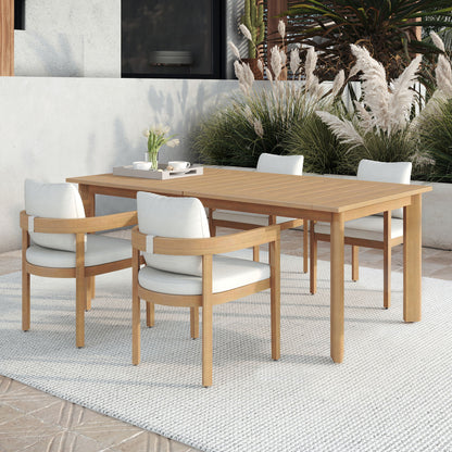 Wesley - 5 Piece Patio Dining Set (Table With 4 Chairs) - Brown / White