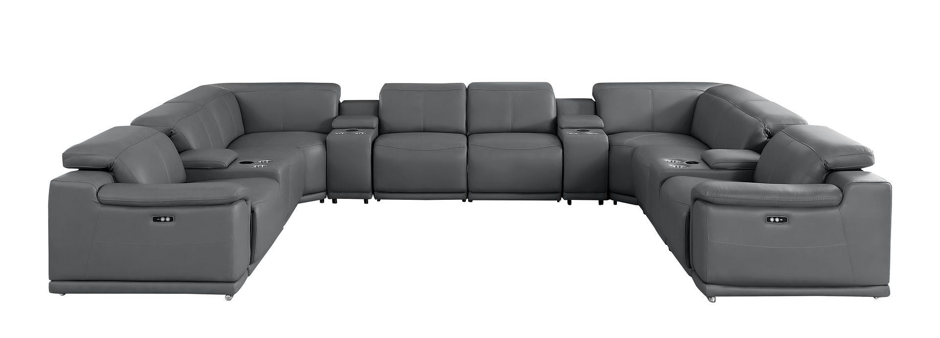 2679 - 12-Piece U-Shaped Power Reclining Sectional In Genuine Leather (4 Recliners)