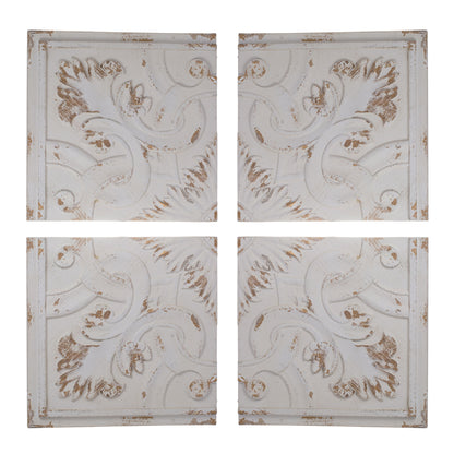 Distressed Wooden Square Wall Panels (Set of 4) - White