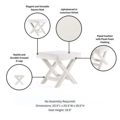 Abigail - Accent Bench With Piped Cushion