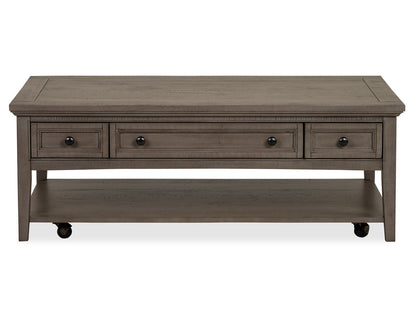 Paxton Place - Rectangular Cocktail Table With Casters - Dovetail Grey