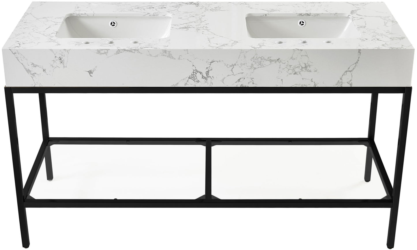 Marmo - Engineered Marble Bathroom Vanity With Black Base