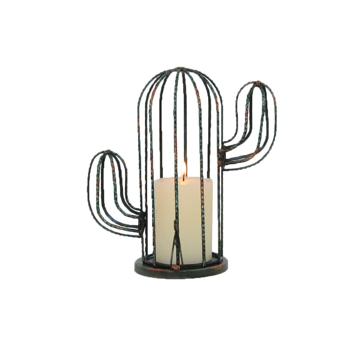 Wall Décor - Cactus Cage Pillar Candle Holder 2 Per Carton - Black
