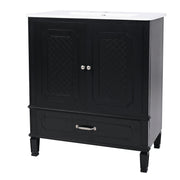 Vintage Style 30" Bathroom Vanity With Sink, Multi Functional Storage, Soft Closing Door - Black
