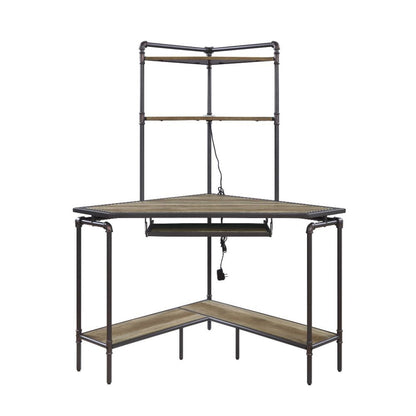 Deliz - Computer Desk With USB - Sand Gray