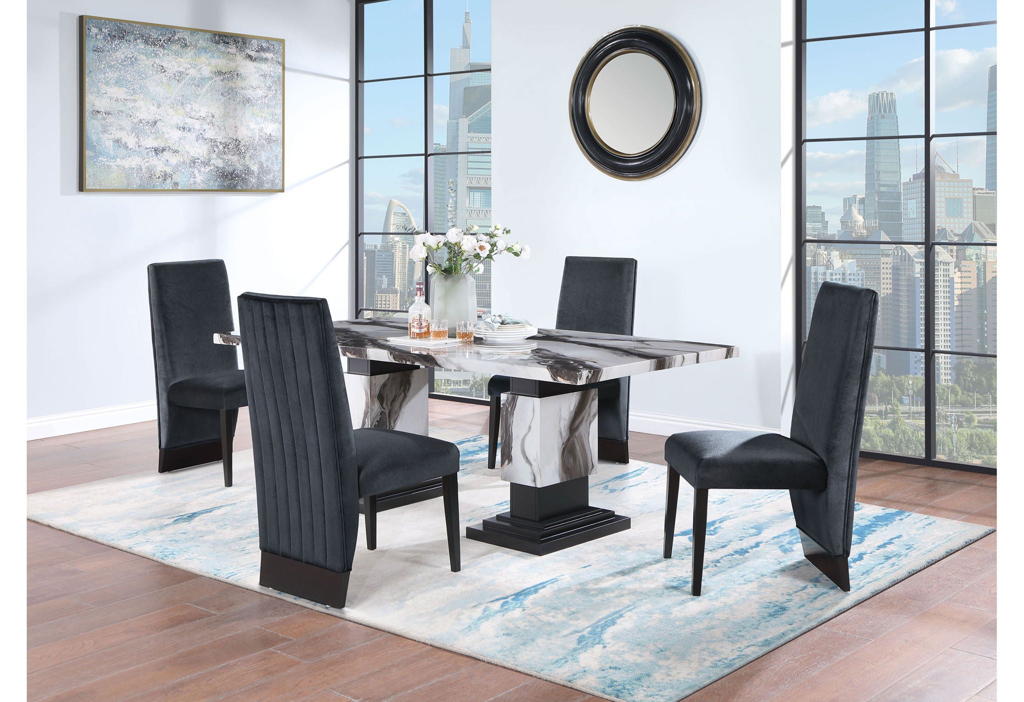 D12DT - Dining Table - White / Black