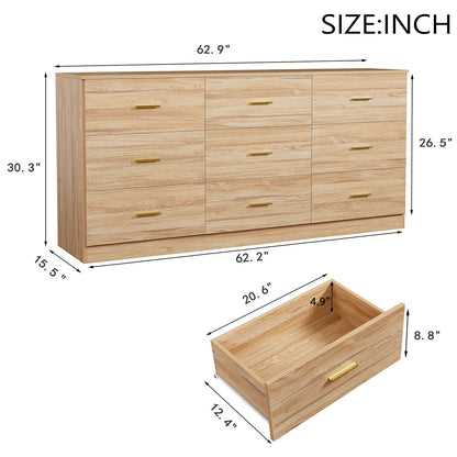 9 Drawer Dresser, Ample Storage For Bedroom