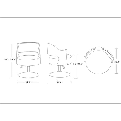 Salon - Swivel Lounge Chair 2 Tone Design With Adjustable Height And Full Swivel For Living Room - White