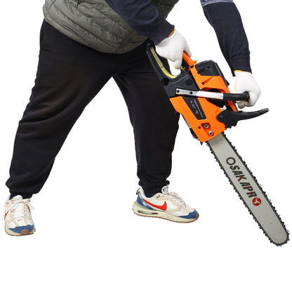 62Cc Gas Powered Chainsaw 20" 2 Cycle Petrol Handheld Chain Saw Epa Compliant Aluminium - Orange