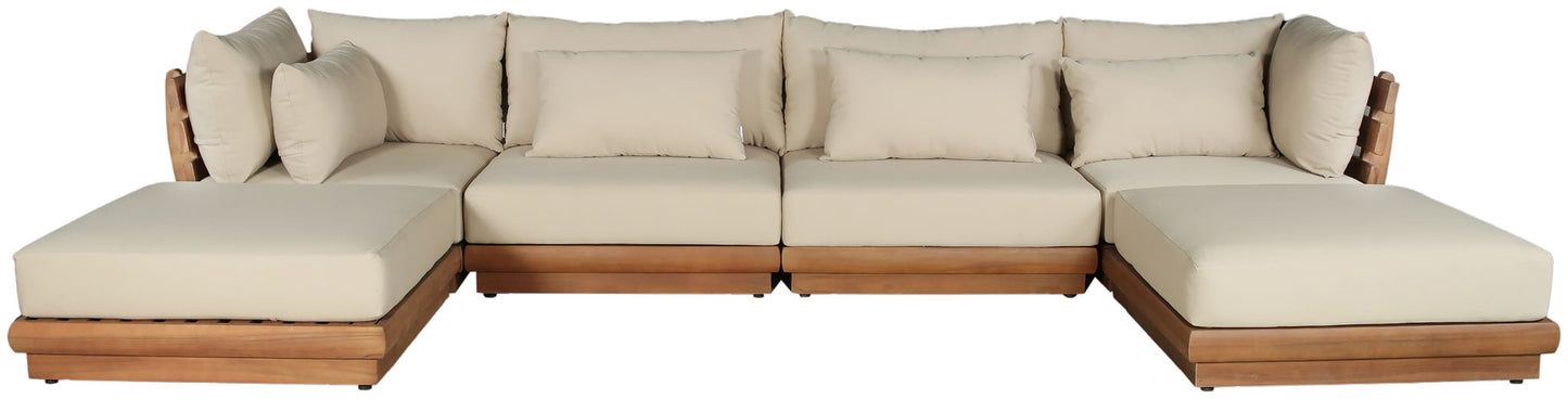 Mirella - 6 Piece Water Resistant Fabric Upholstered Outdoor Patio Modular Sectional