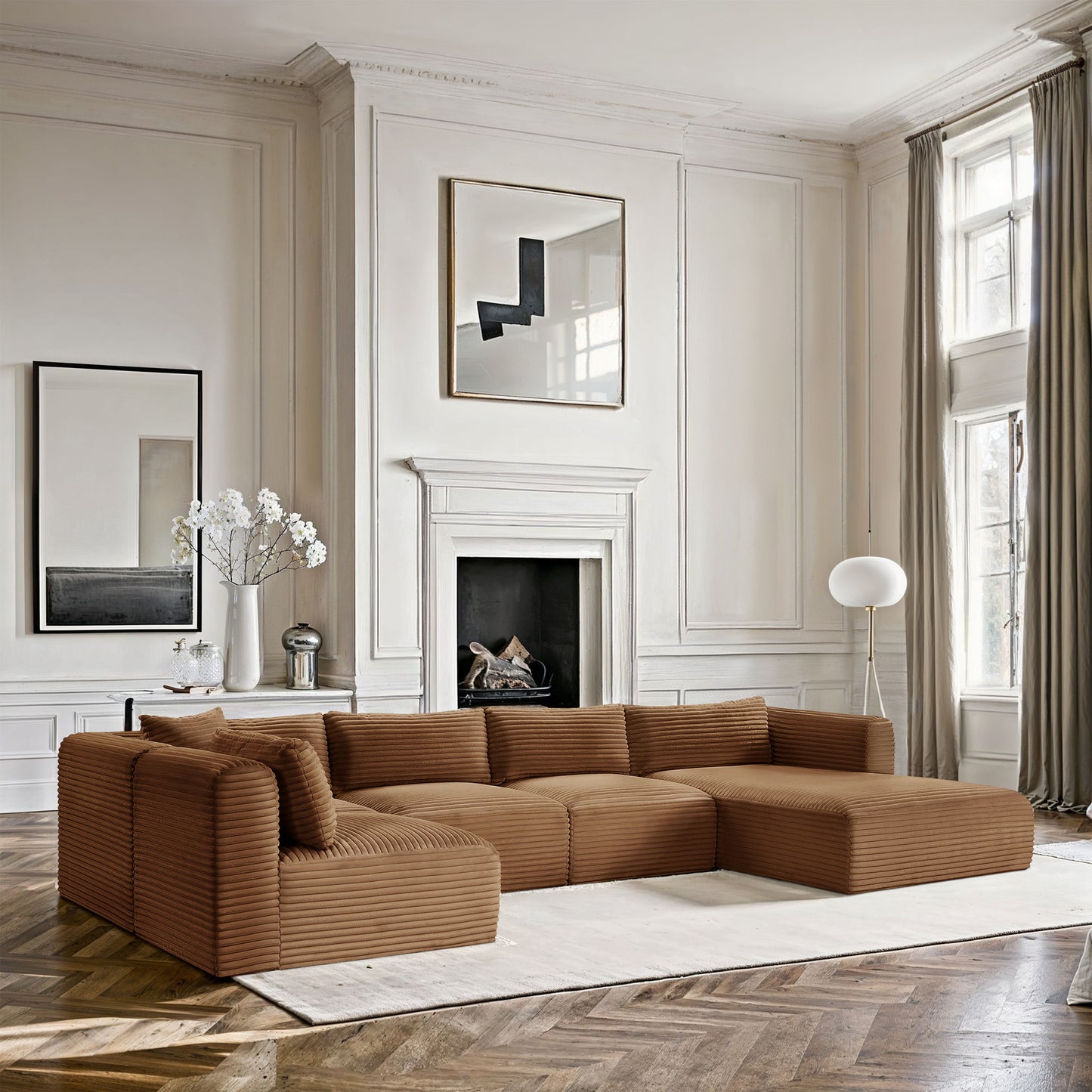 Shaggy - Fabric 5 Piece Modular U-Shaped Sectional