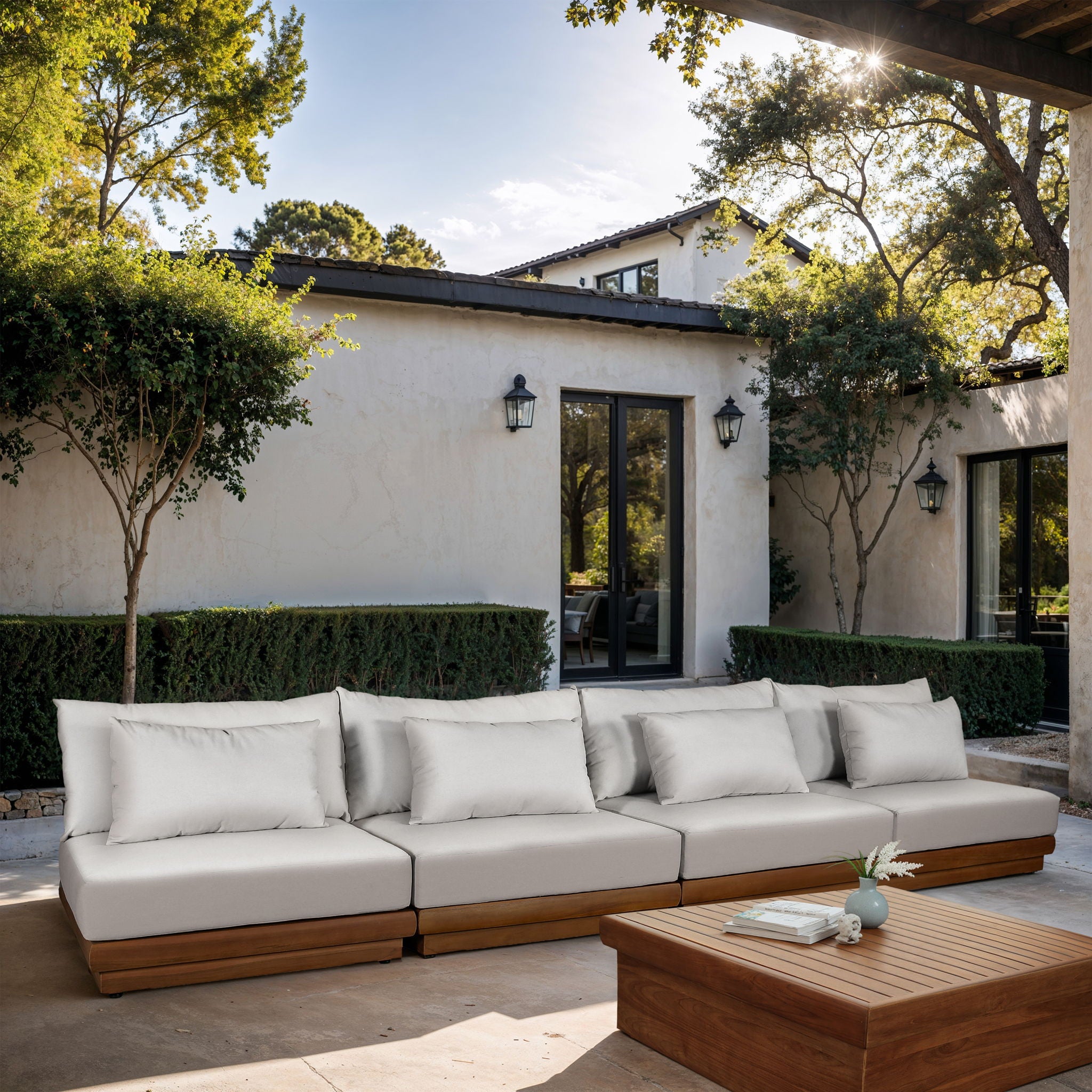 Mirella - 4 Piece Water Resistant Fabric Outdoor Patio Modular Sectional