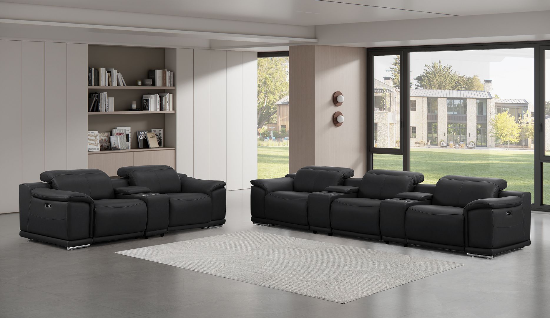 2679 - Power Reclining Sofa And Loveseat In Genuine Leather (5 Recliners With Power Headrests & 3 Consoles)