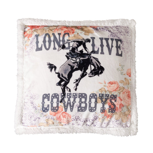 Campfire - Long Live Cowboys Campfire Sherpa Pillow - Multi Color