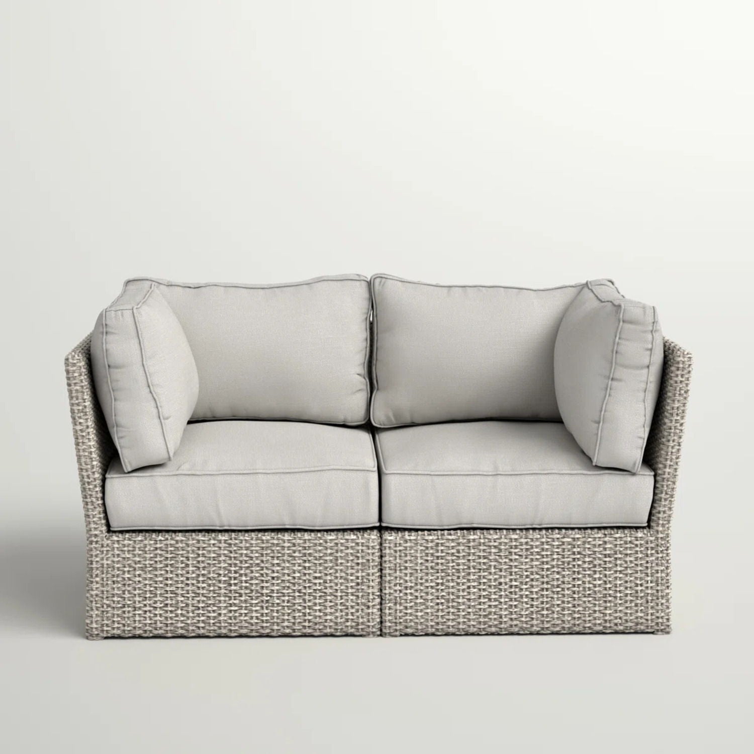 Modern Patio Wicker Loveseat With Cushions