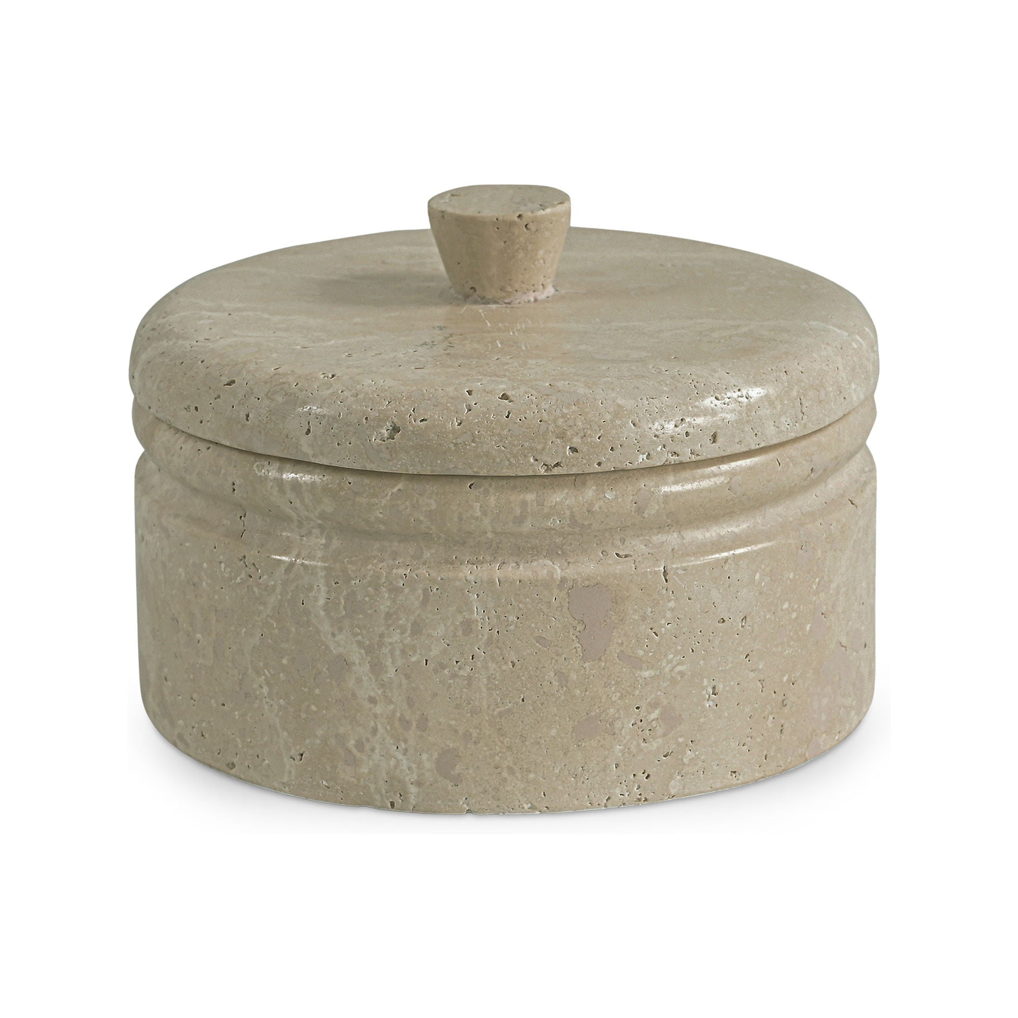 Valencia - Round Travertine Box - Beige