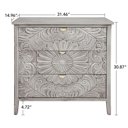 3 Drawer Cabinet, American Furniture, Suitable For Bedroom, Living Room - Light Gray