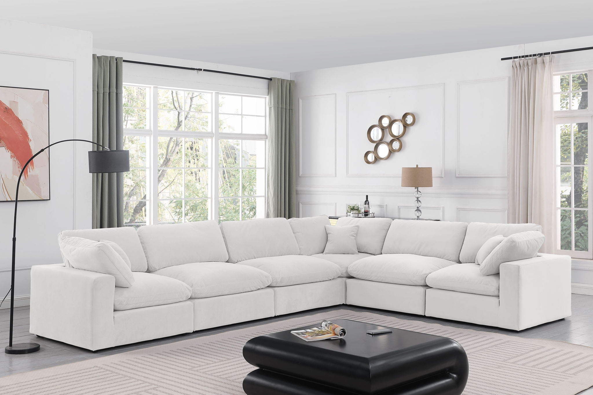 Comfy - 6 Piece Velvet Modular Corner Sectional