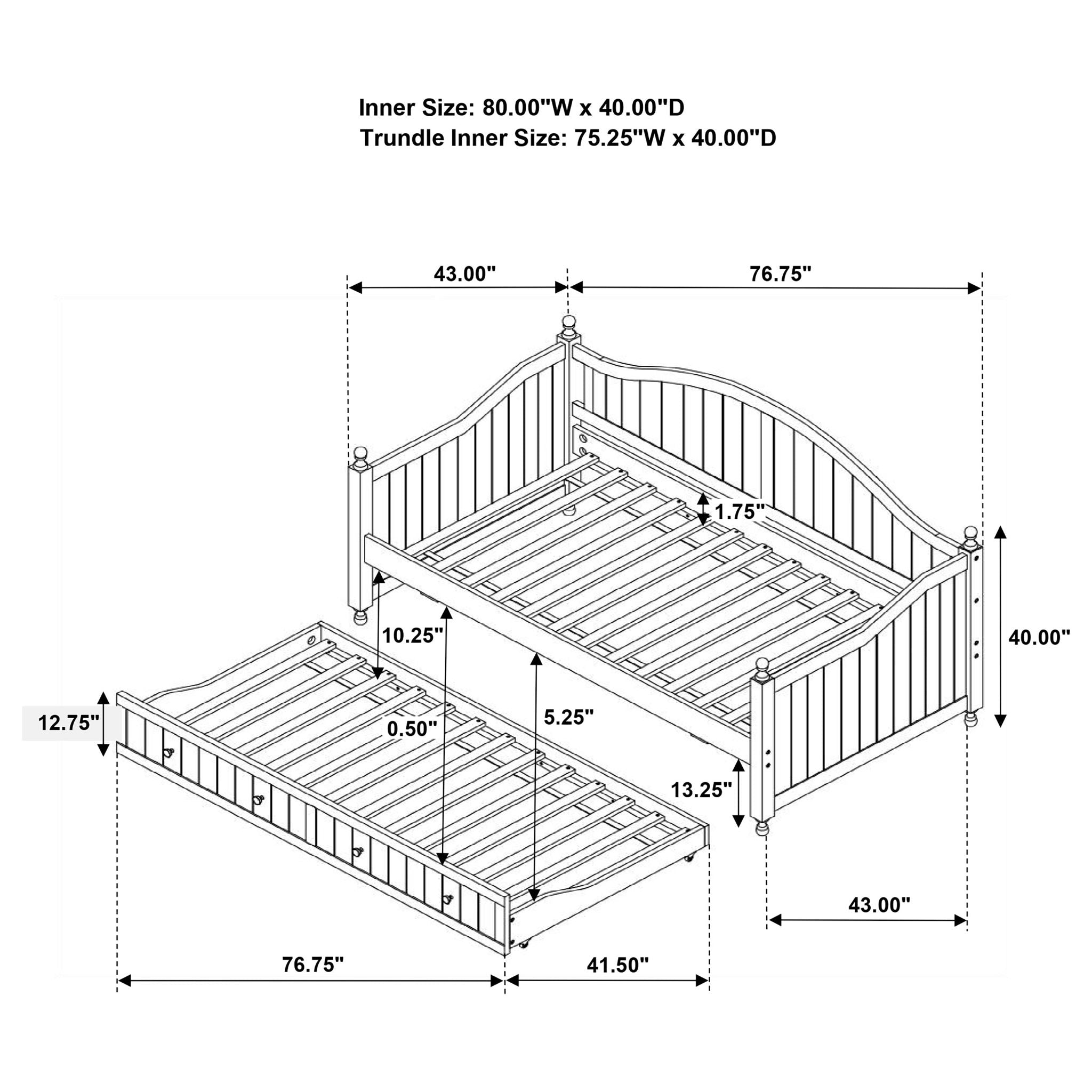 Twin Daybed With Trundle Storage Bed - White