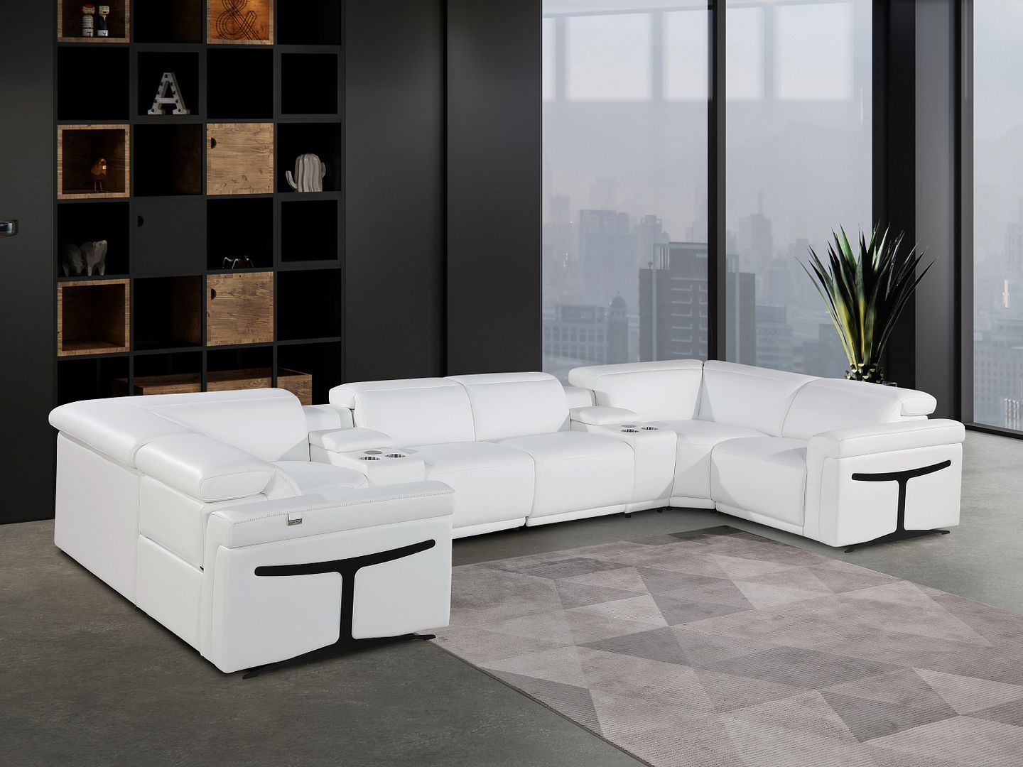 1126 - 8-Piece U-Shaped Sectional Sofa In With 4 Power Recliners & Power Headrest