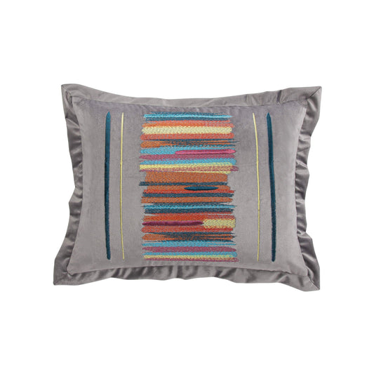 Abbie - Embroidery Kidney Pillow - Gray