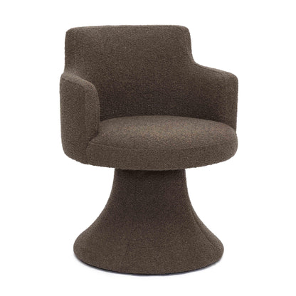 Jeffree - Performance Boucle Swivel Dining Chair - Chocolate Brown