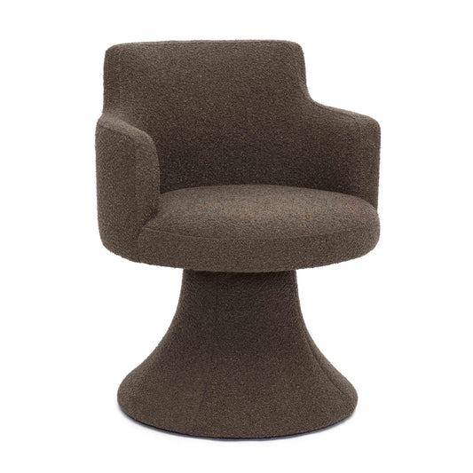 Jeffree - Performance Boucle Swivel Dining Chair - Chocolate Brown